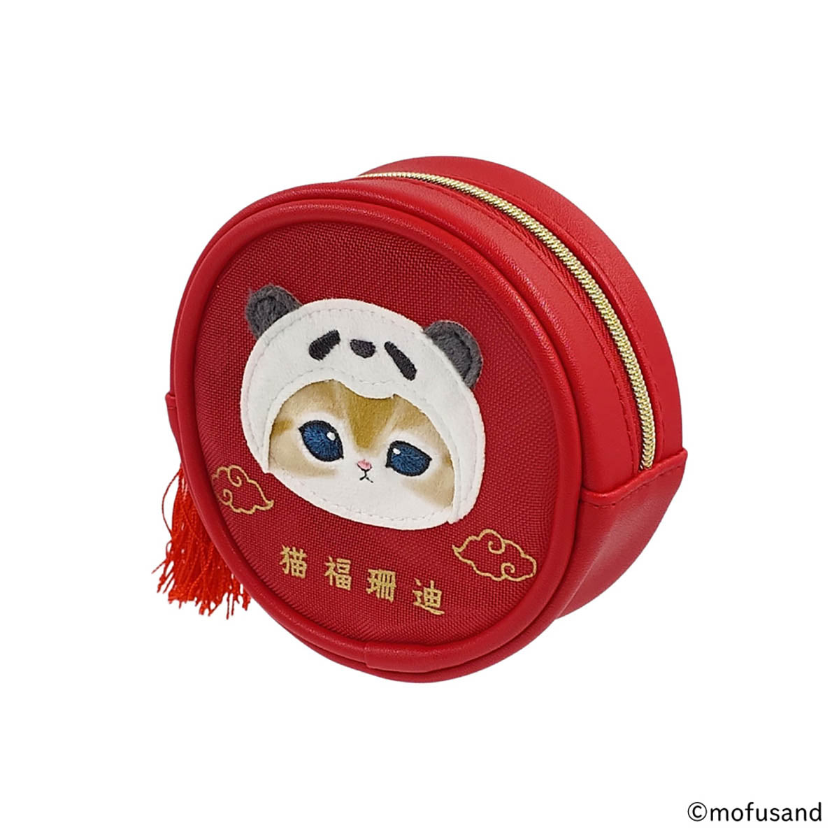 Estuche redondo de malla Mofusand, gato panda rojo