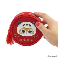 Estuche redondo de malla Mofusand, gato panda rojo