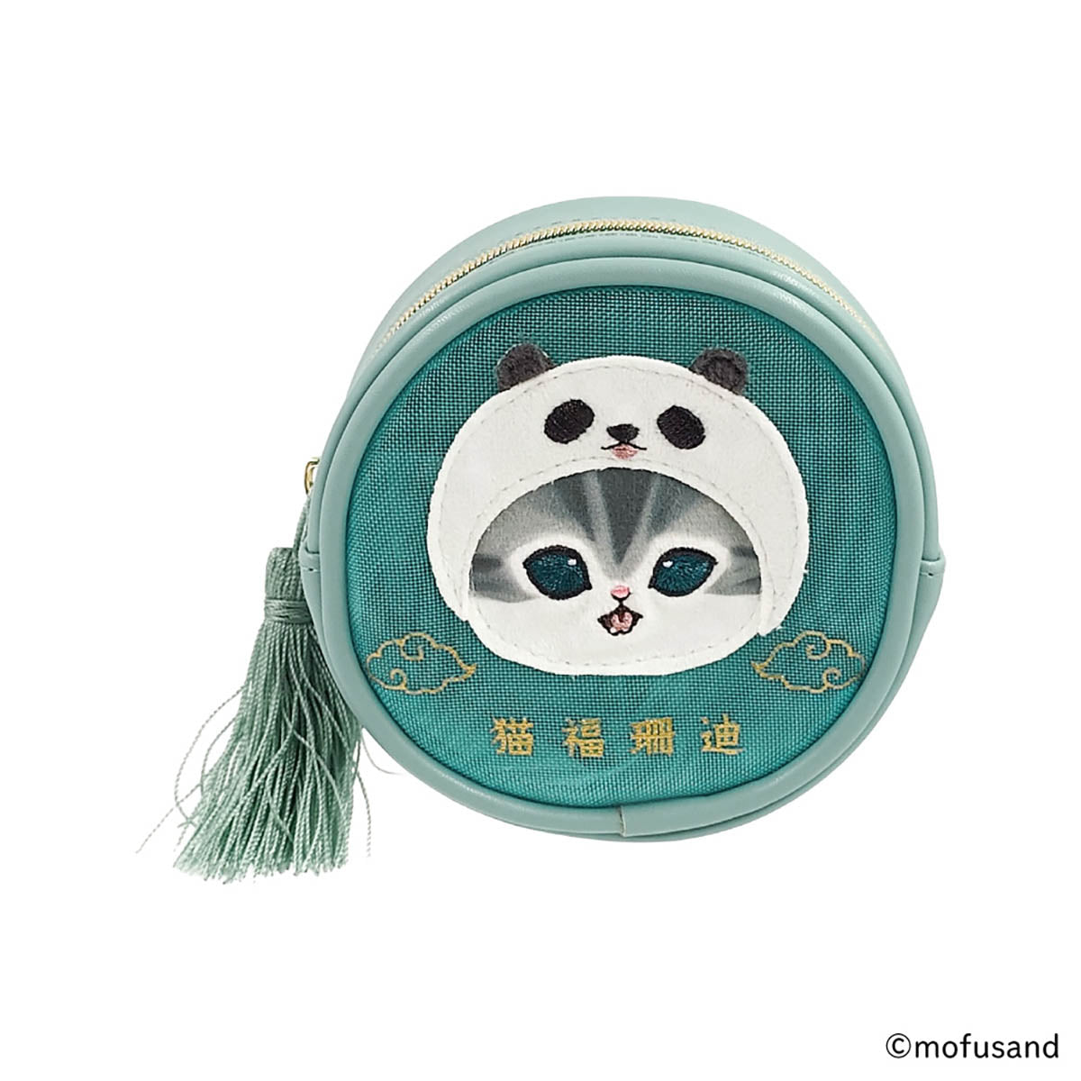Estuche redondo de malla mofusand Panda Nyan azul