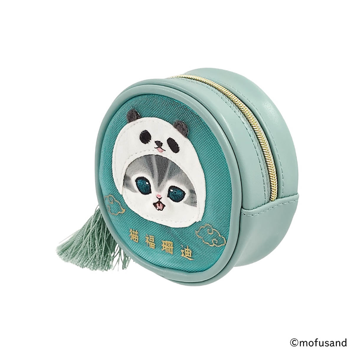 Estuche redondo de malla mofusand Panda Nyan azul