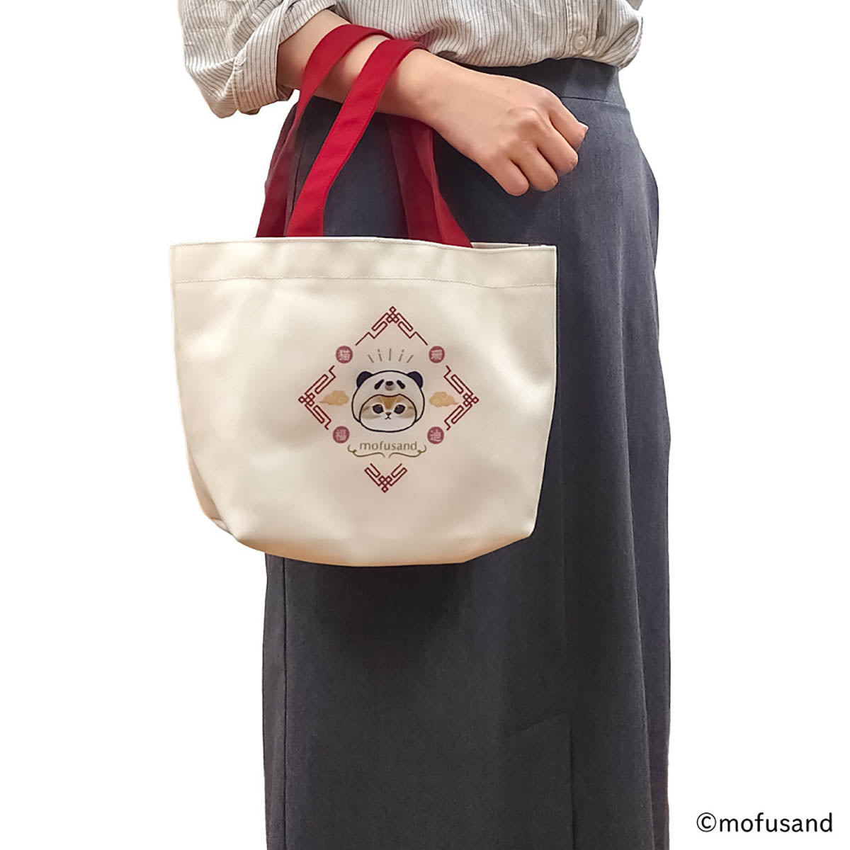 Bolso tote Mofusand Gato Panda (rojo)