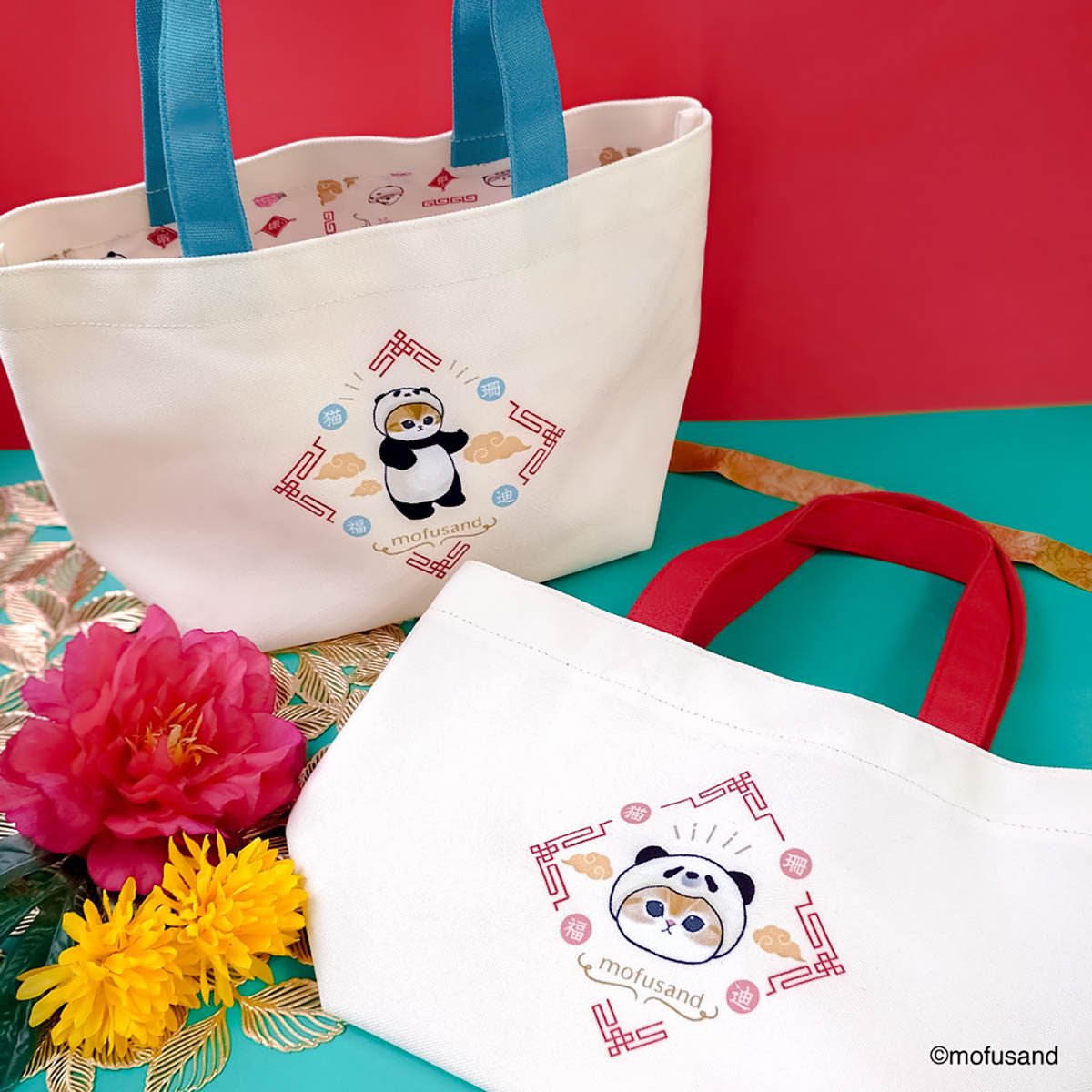 Bolso tote Mofusand Gato Panda (rojo)