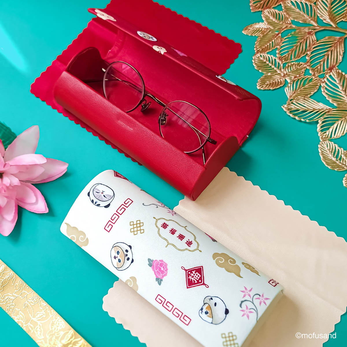 Estuche para lentes Mofusand Gato Panda rojo