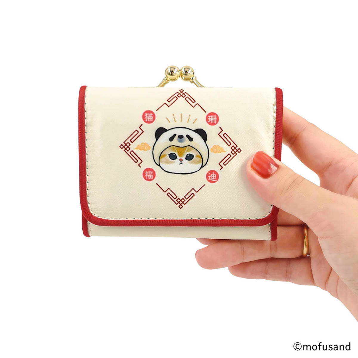 Billetera compacta mofusand Gatito Panda (marfil)
