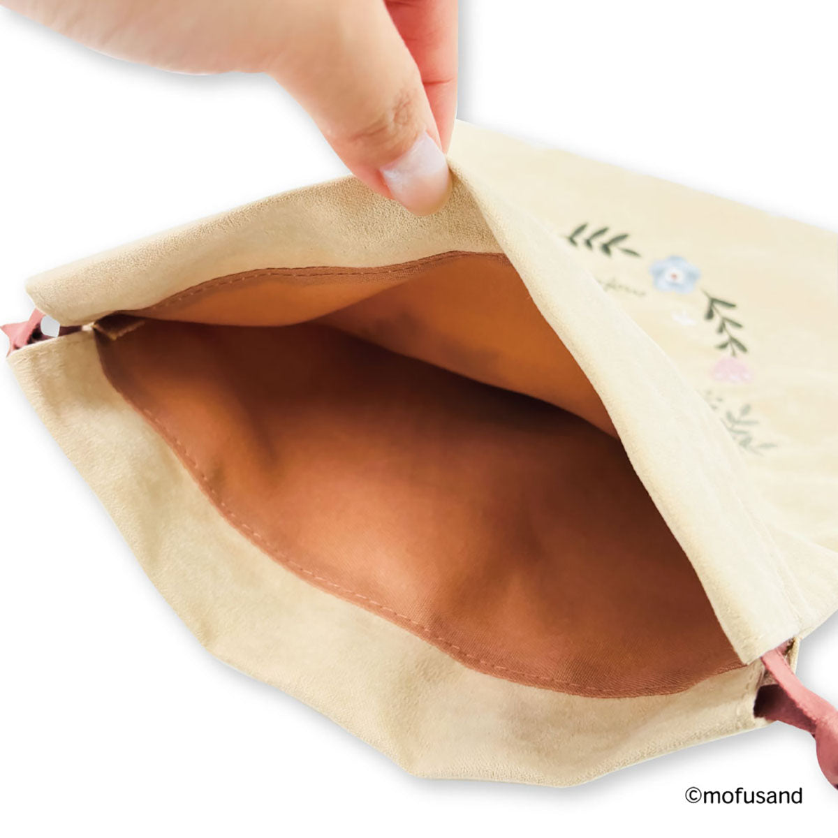 Bolsa con cordón mofusand Botánica beige
