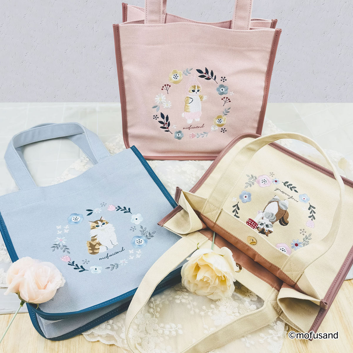 Bolso tote Mofusand Botánico rosa