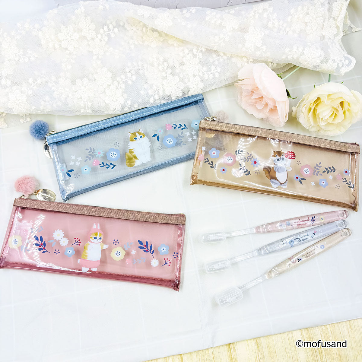 Set de cepillo de dientes Mofusand Botánico rosado