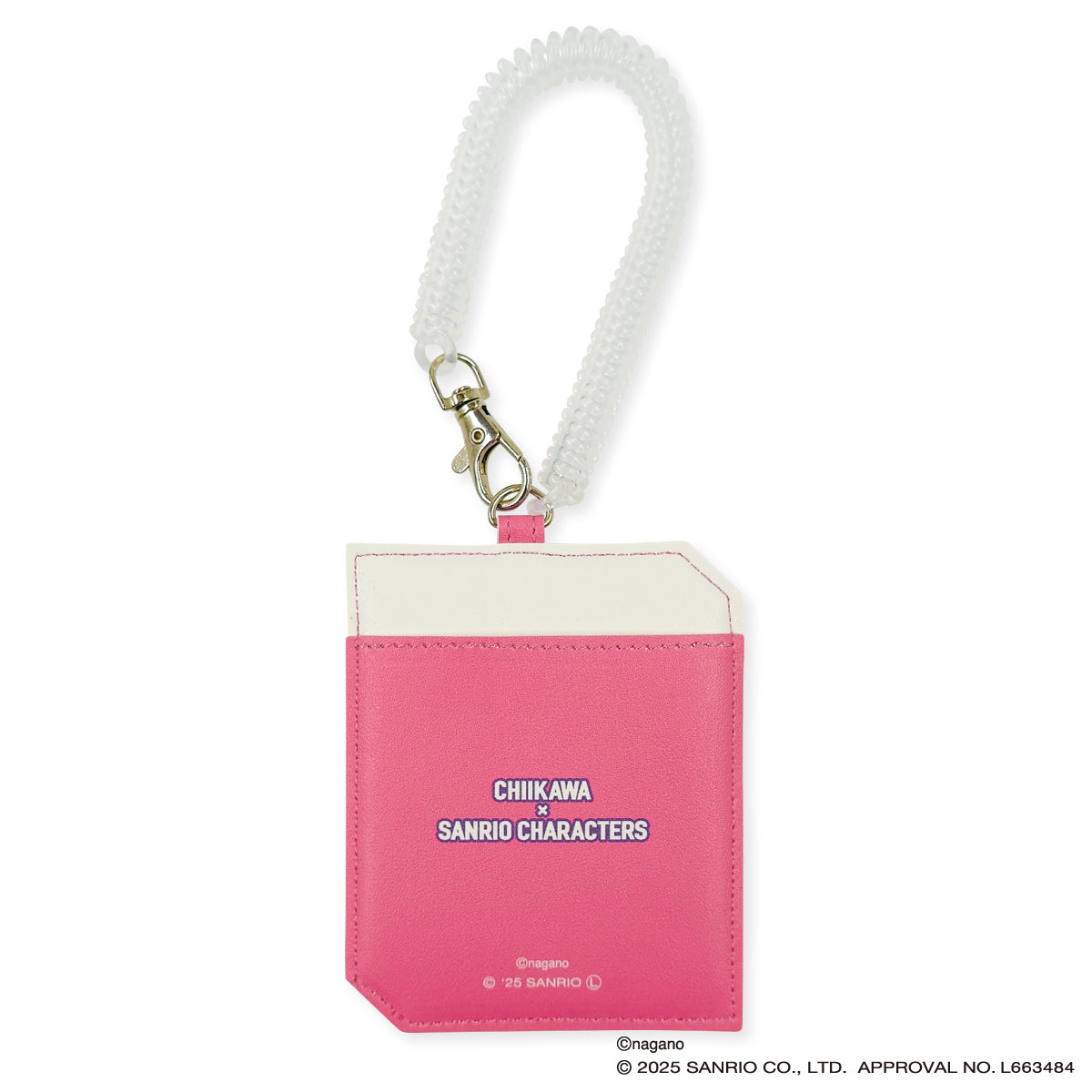 Porta pase Chiikawa x Sanrio: Momonga y Kuromi