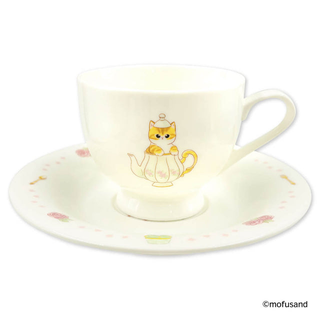 Mofusand: taza y platillo Fiesta del té (rosado)