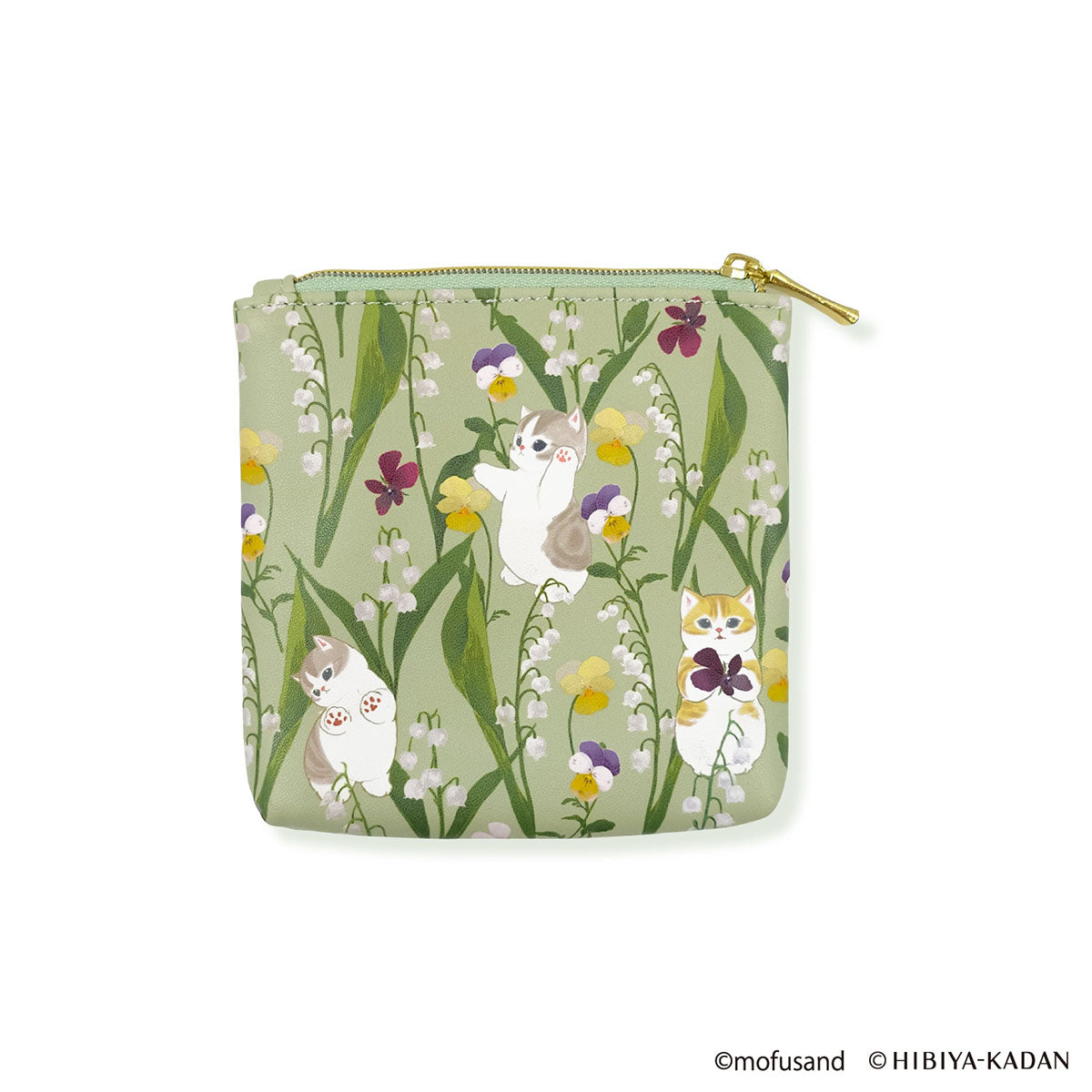 Estuche plano mofusand x Hibiya Kadan (verde)