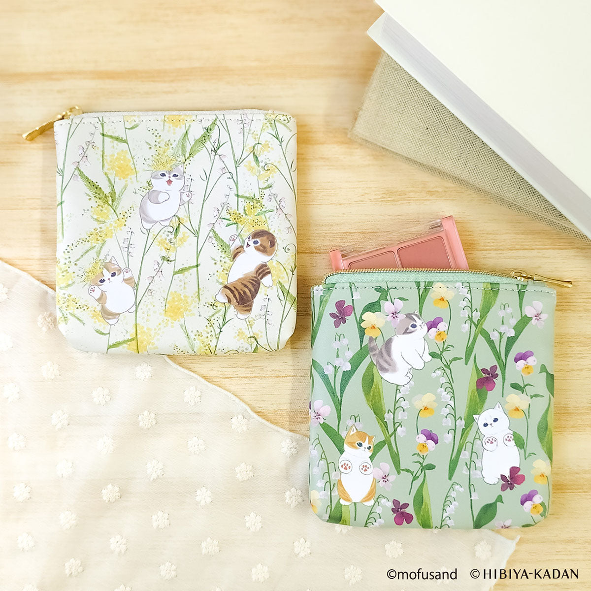Estuche plano mofusand x Hibiya Kadan (verde)