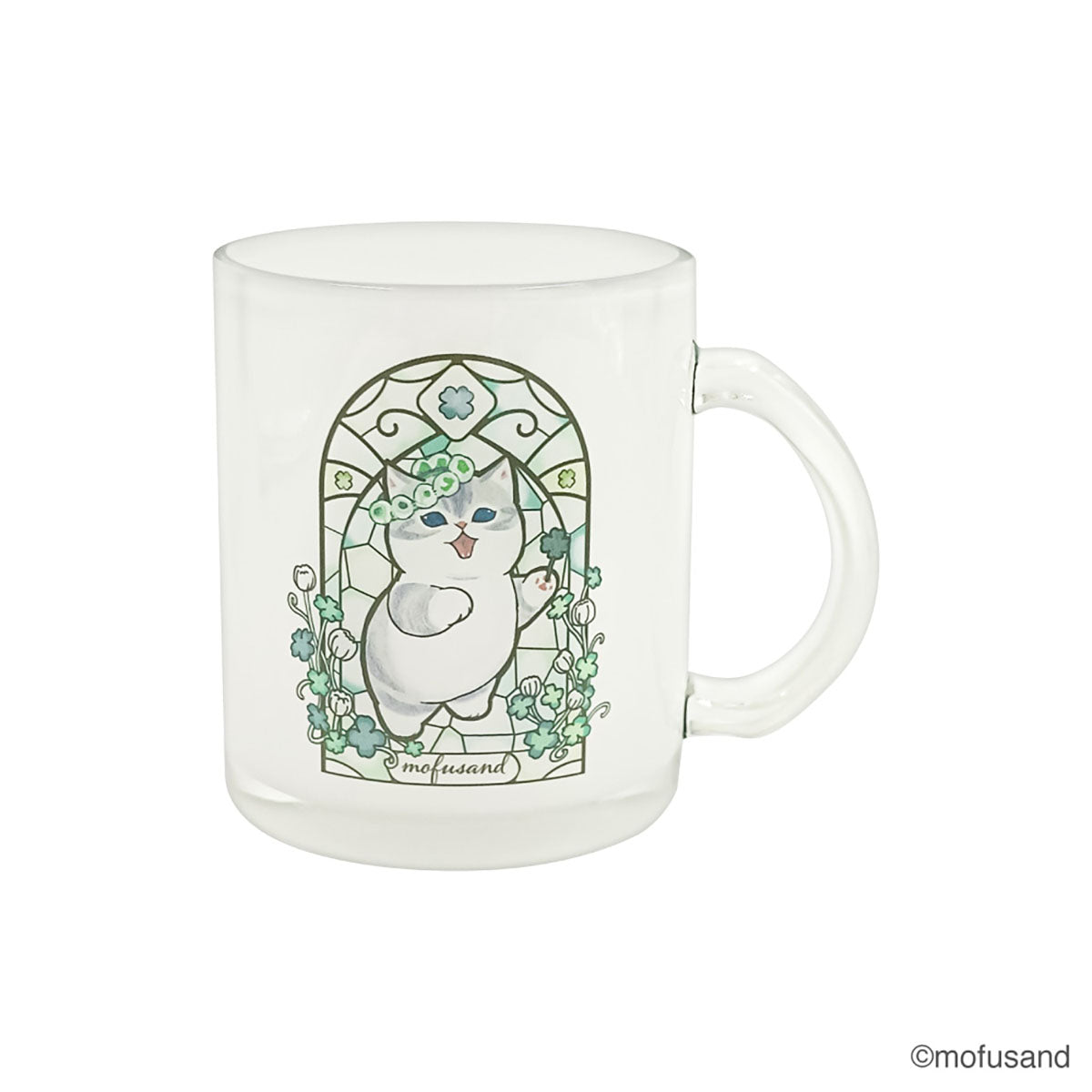 Taza de vidrio mofusand estilo vitral (verde)