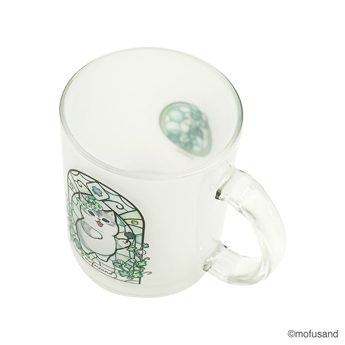 Taza de vidrio mofusand estilo vitral (verde)