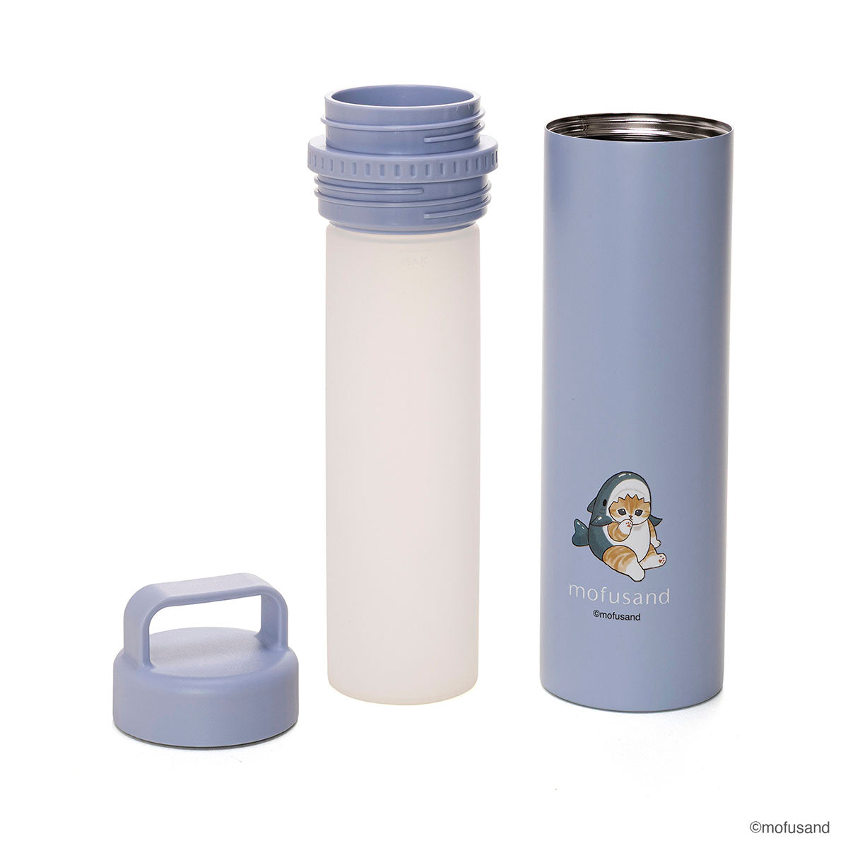 Botella 2 en 1 STICOL mofusand 230 ml: gato tiburón