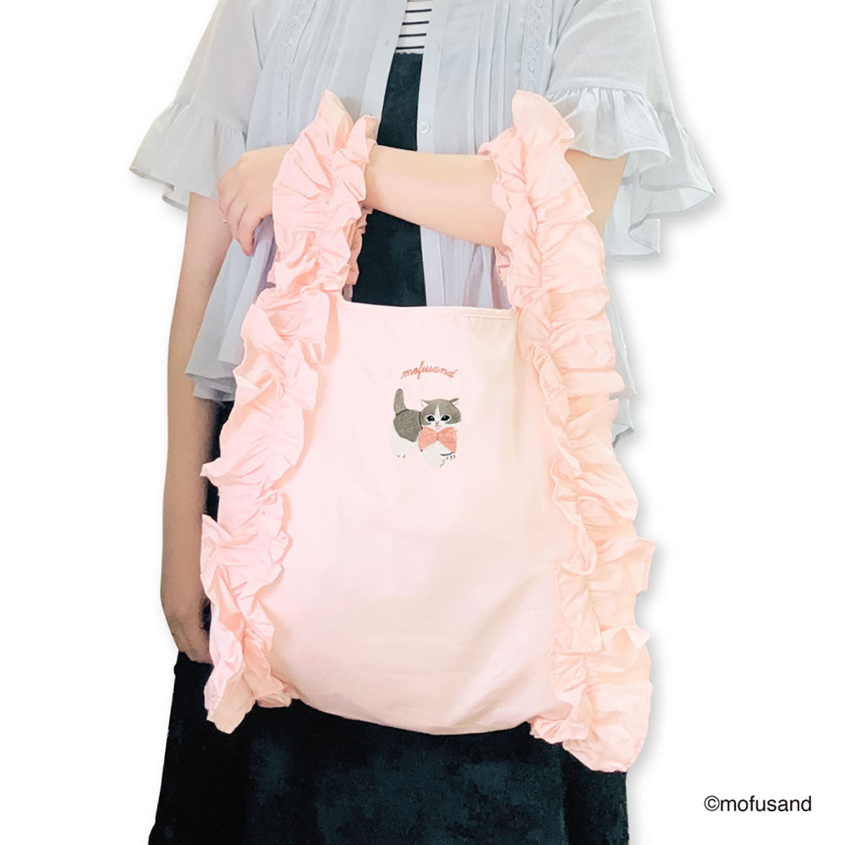 Bolso reutilizable Mofusand con volantes rosados
