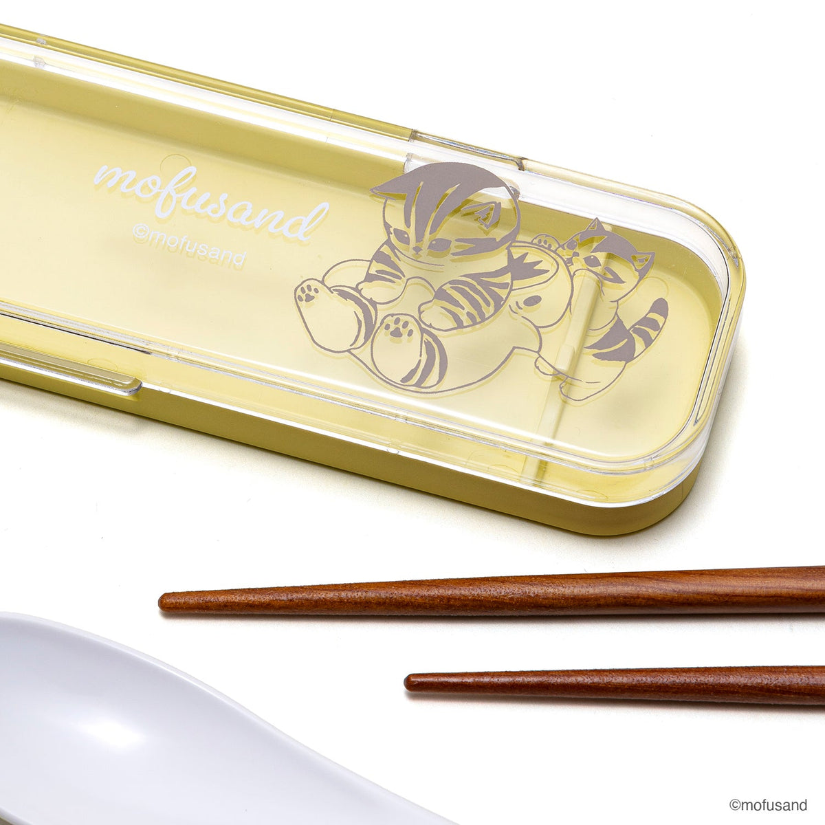 Set de palillos y cuchara Mofusand, gatito tiburón