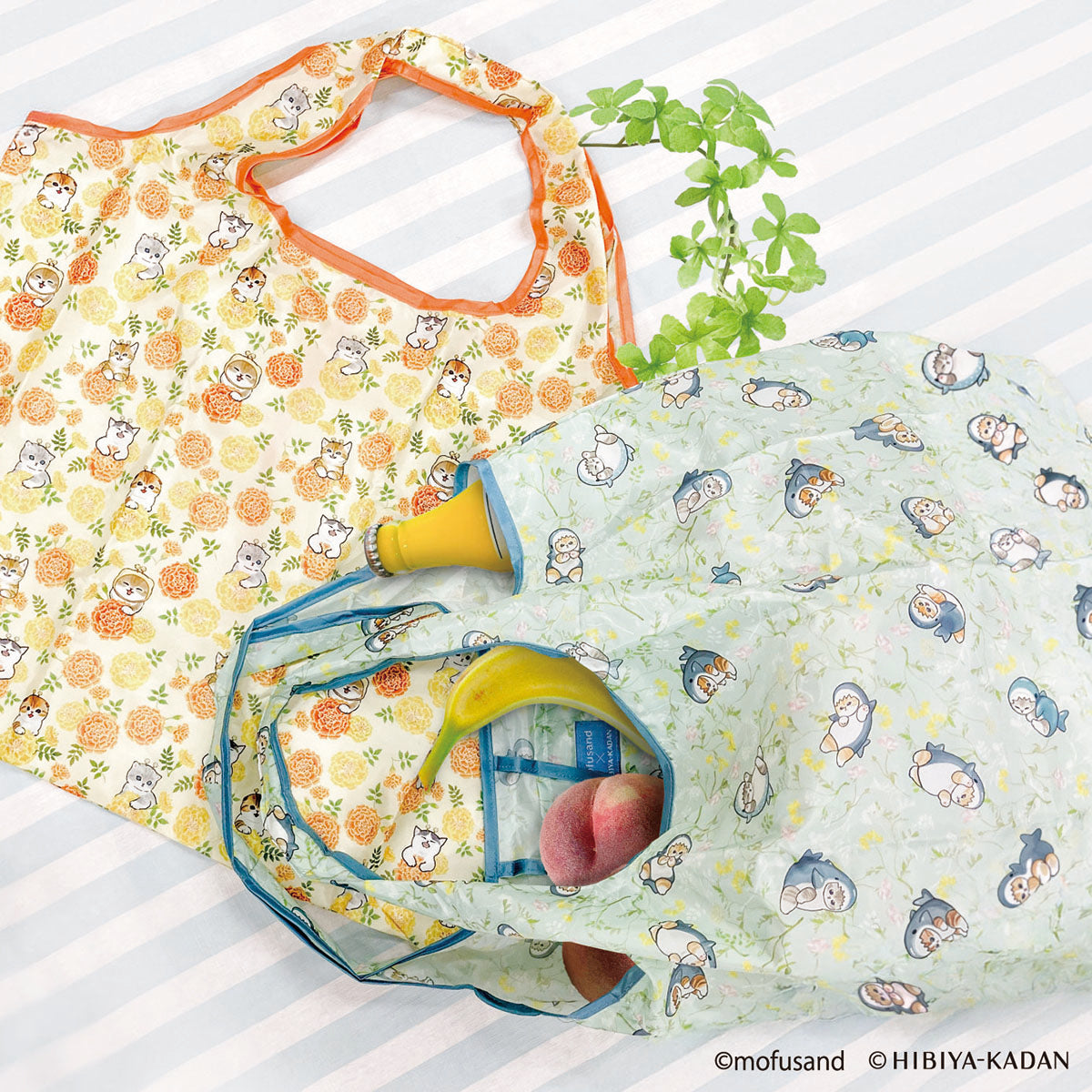 Bolso de compras grande Mofusand x Hibiya Kadan (verde)