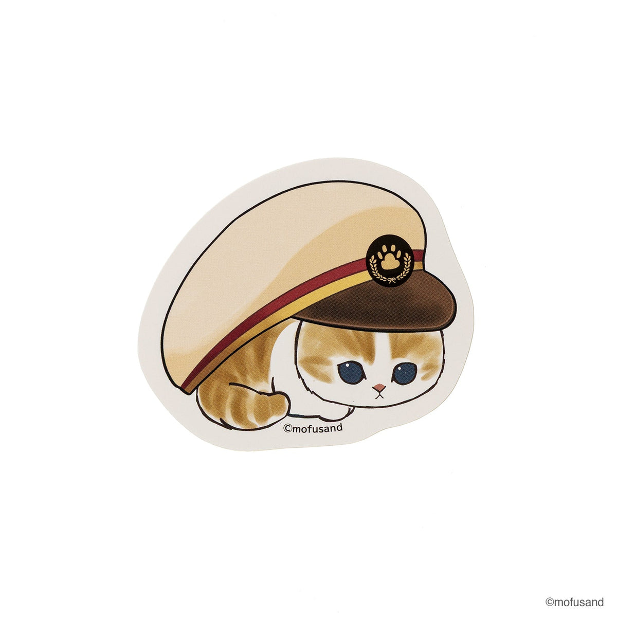 Sticker troquelado mofusand: gatito con sombrero café
