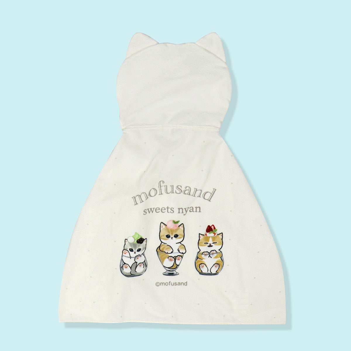Toalla tipo poncho Mofusand Gatito Dulce - Beige