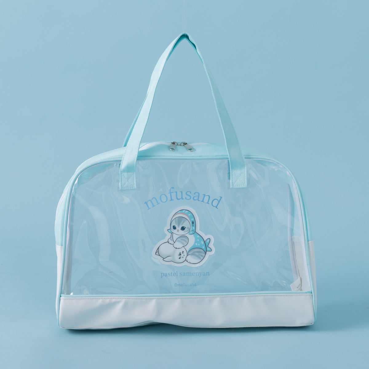 Bolso Boston Mofusand Gato Tiburón Pastel Azul