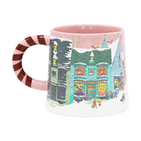 Taza navideña rosa de Diagon Alley