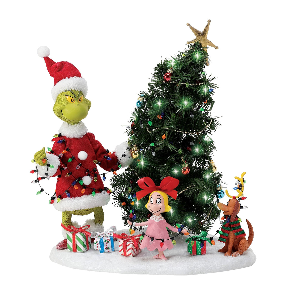 Figura del Grinch: Fiesta del árbol en Villa Quién