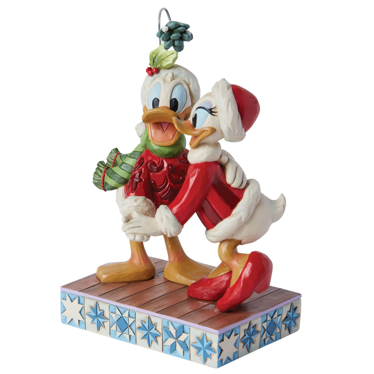 Figura Donald Duck y Daisy Duck bajo el muérdago