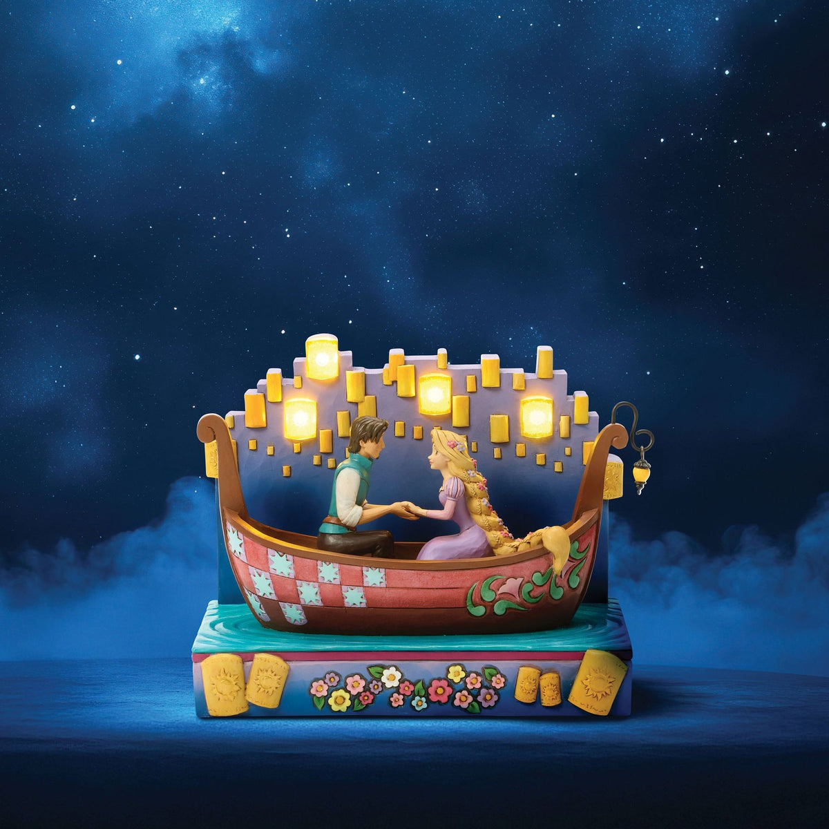 Disney Traditions: Rapunzel y Flynn Rider en bote con faroles LED