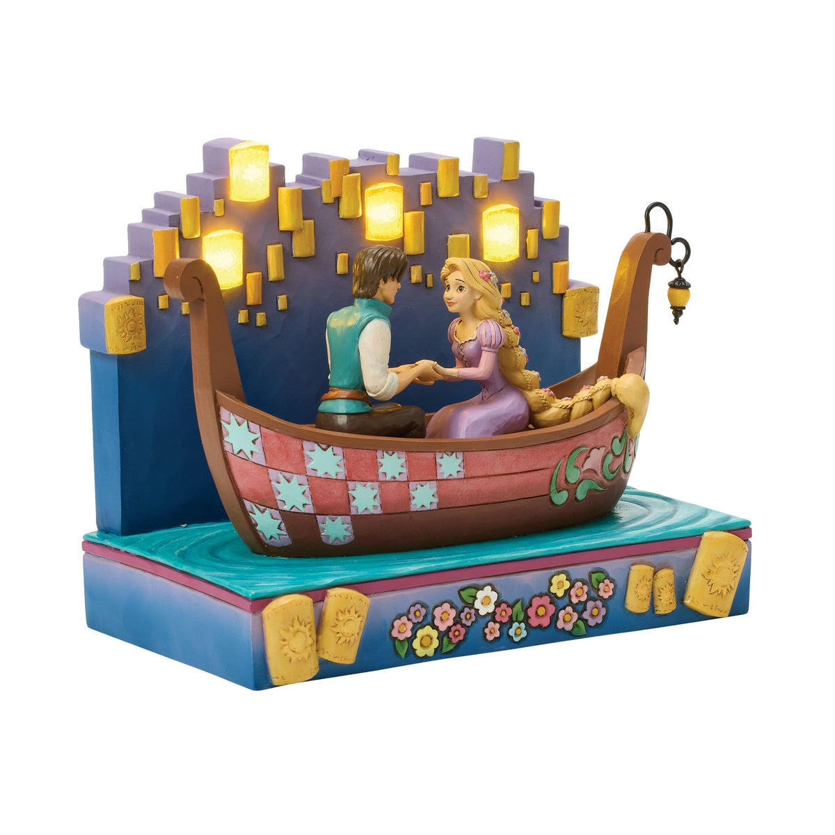 Disney Traditions: Rapunzel y Flynn Rider en bote con faroles LED
