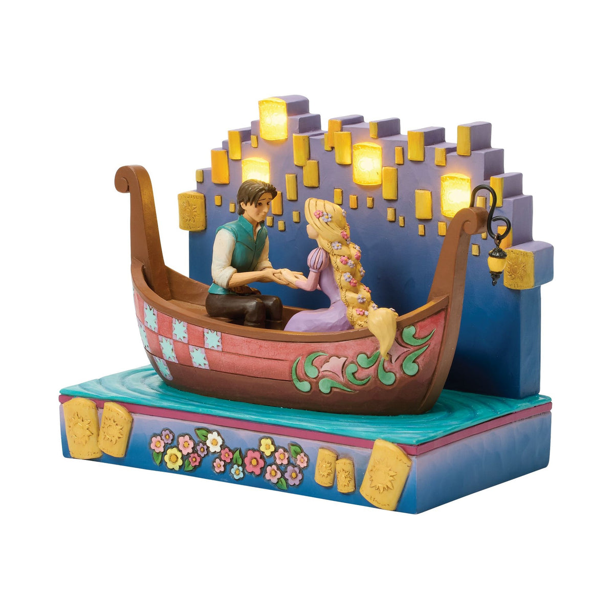 Disney Traditions: Rapunzel y Flynn Rider en bote con faroles LED