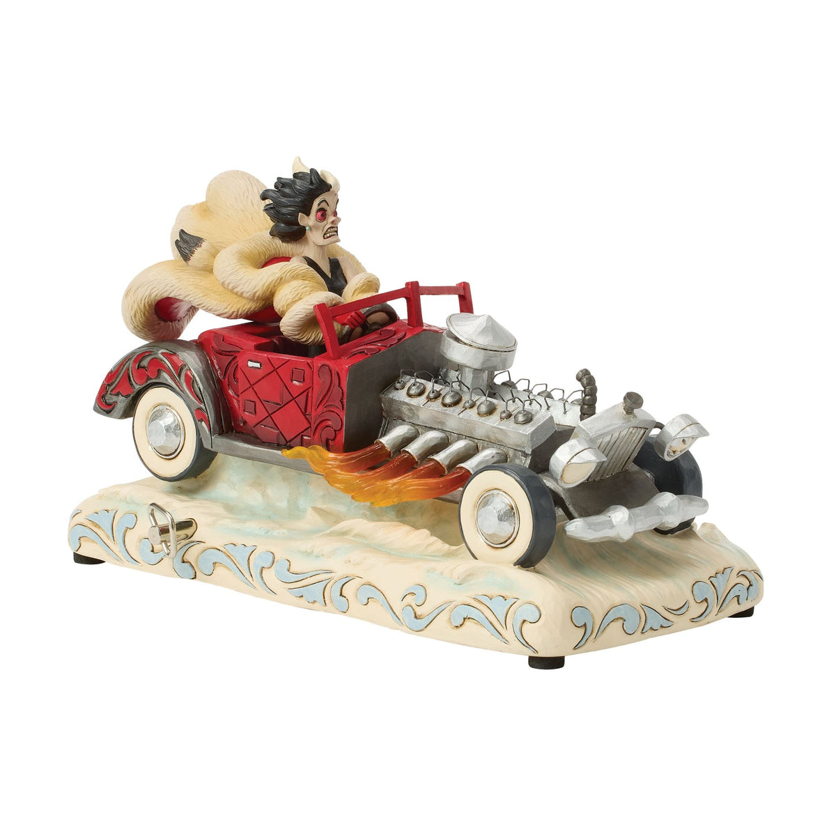 Figura musical de Cruella de Vil en su auto