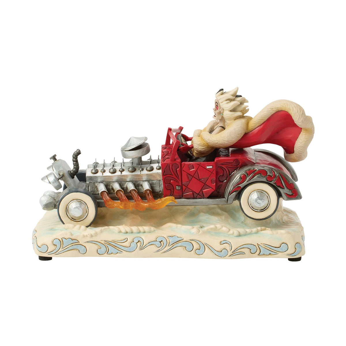 Figura musical de Cruella de Vil en su auto