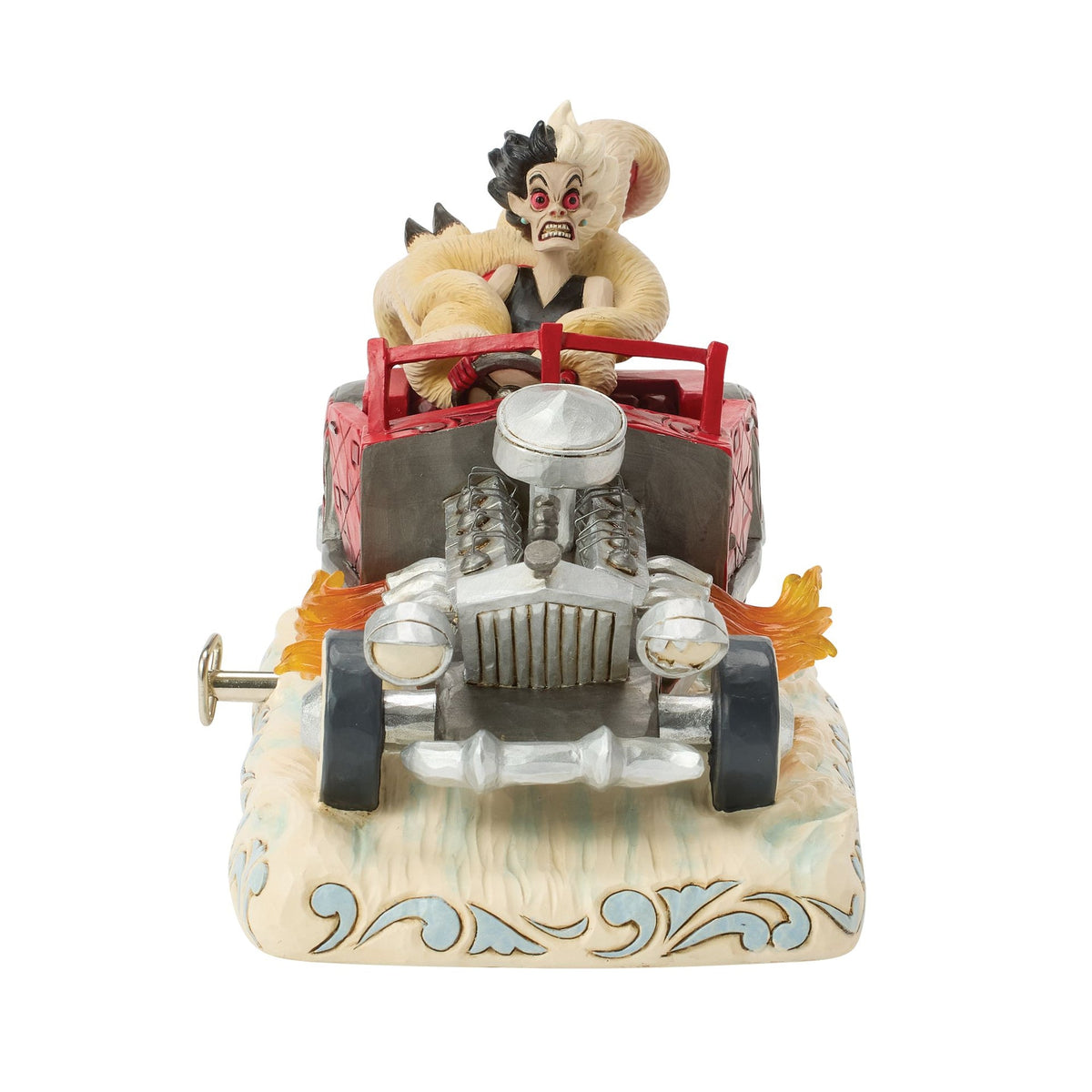 Figura musical de Cruella de Vil en su auto