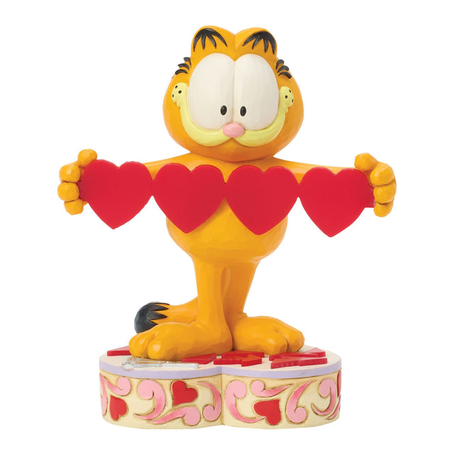 Figura de Garfield con guirnalda de corazones