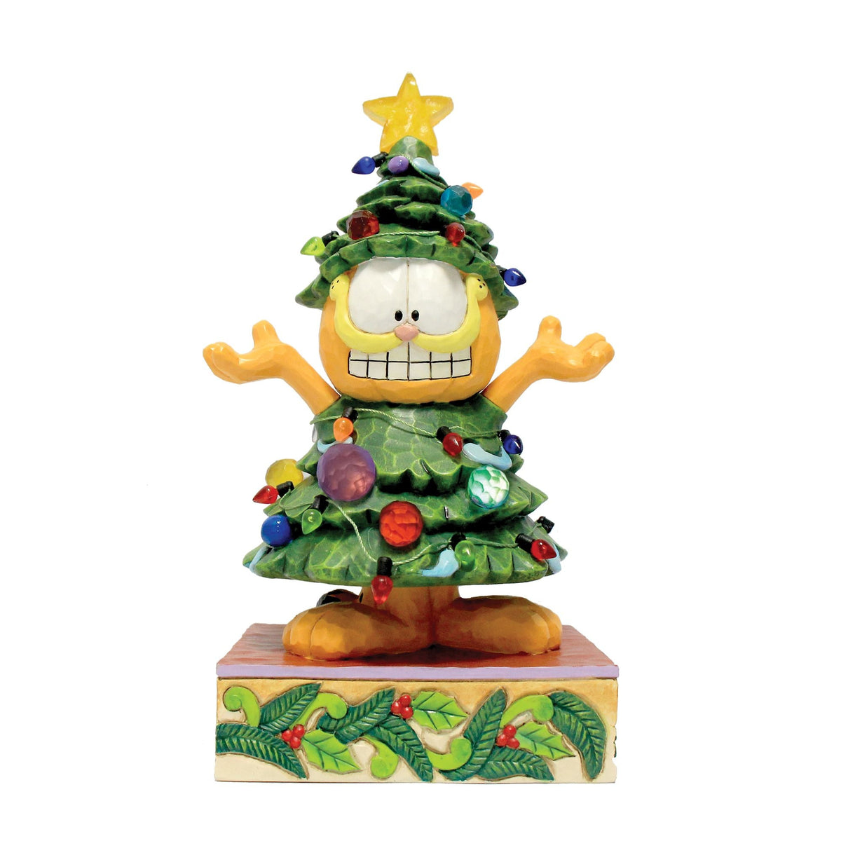 Figura LED de Garfield disfrazado de árbol navideño