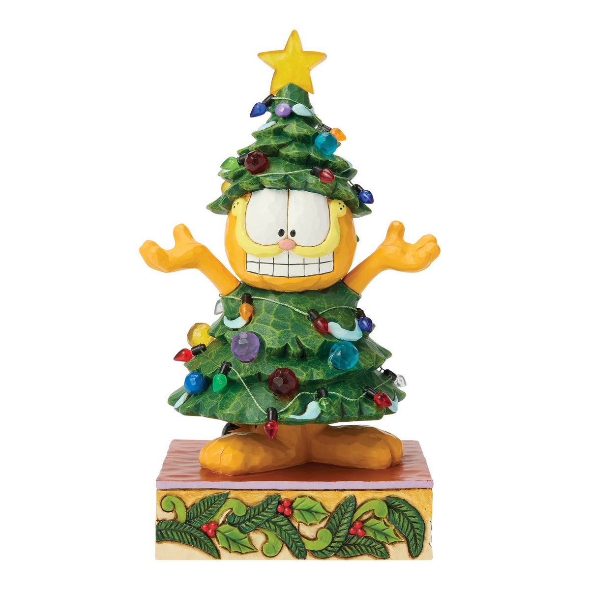 Figura LED de Garfield disfrazado de árbol navideño
