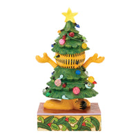 Figura LED de Garfield disfrazado de árbol navideño