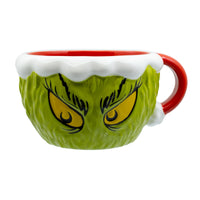 Taza esculpida del Grinch con traje de Papá Noel