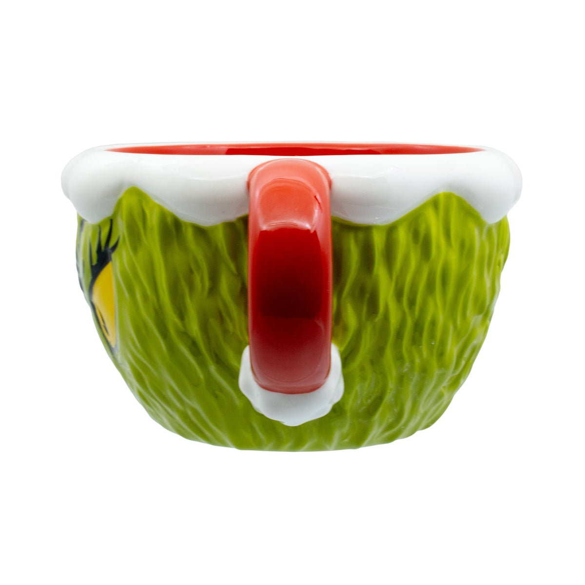 Taza esculpida del Grinch con traje de Papá Noel