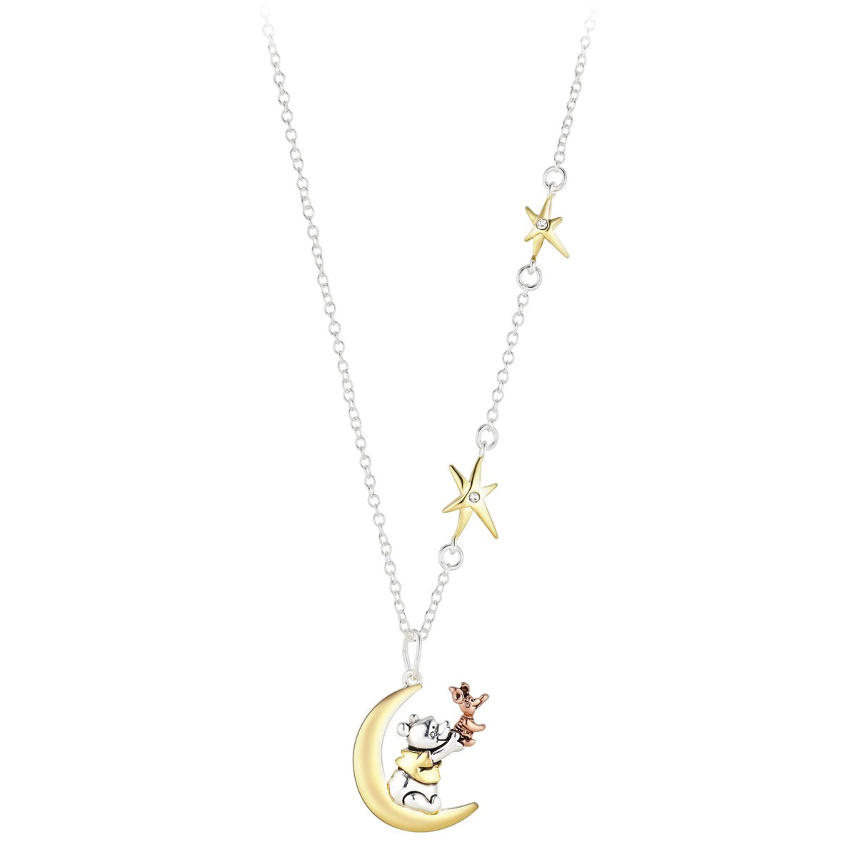 Collar con colgante de luna de Winnie the Pooh y Piglet
