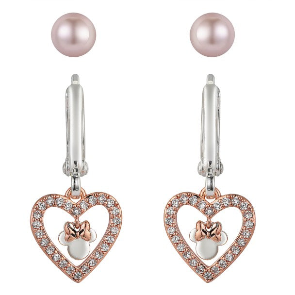 Set de aros de Minnie Mouse en tono oro rosa