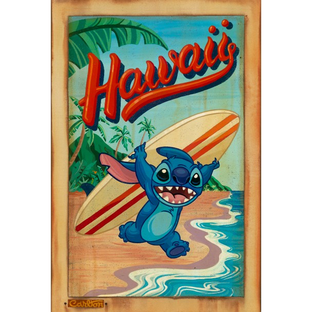 Cuadro en lienzo Stitch «Surf's Up» de Trevor Carlton