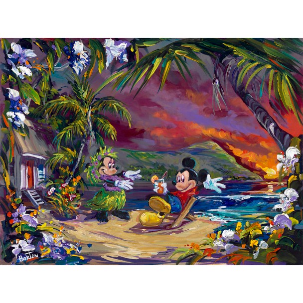 Cuadro en lienzo Hula Love de Mickey y Minnie