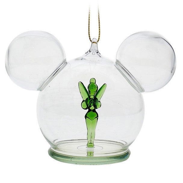 Adorno de vidrio personalizable de Tinker Bell y Mickey