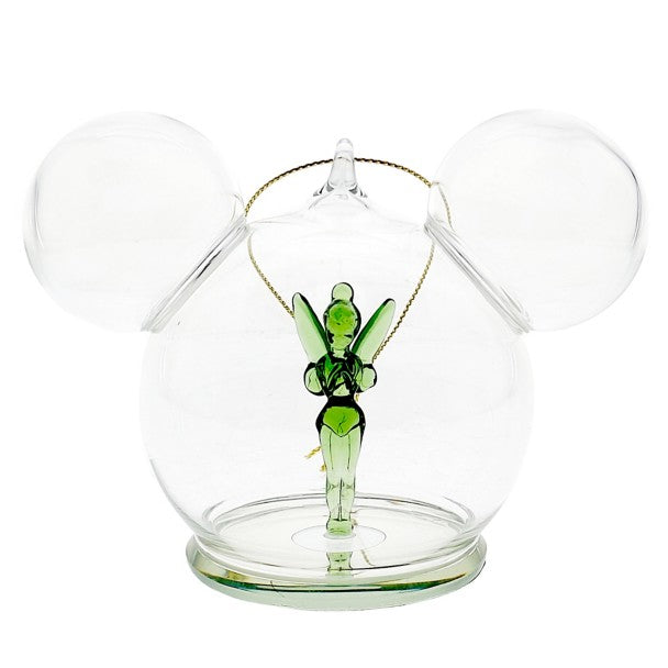 Adorno de vidrio personalizable de Tinker Bell y Mickey
