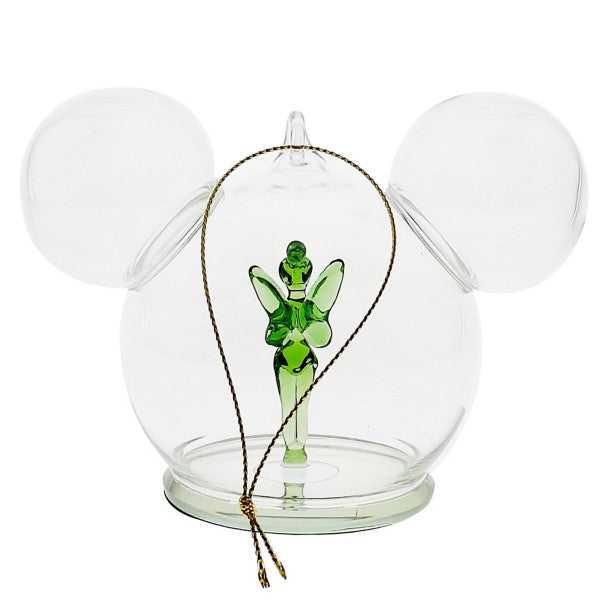 Adorno de vidrio personalizable de Tinker Bell y Mickey