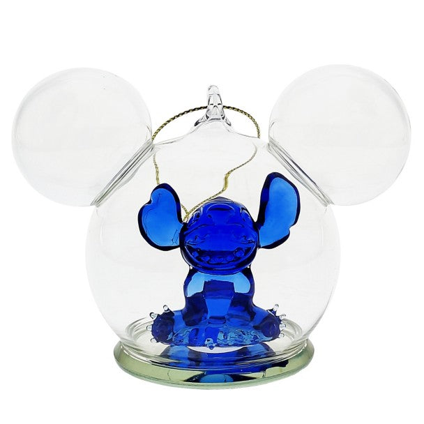 Adorno de vidrio Stitch con ícono de Mickey