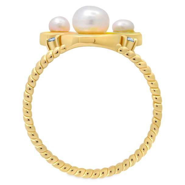 Anillo dorado con perla y Mickey Mouse