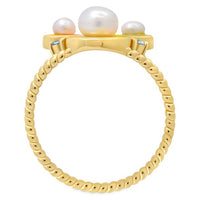 Anillo dorado con perla y Mickey Mouse