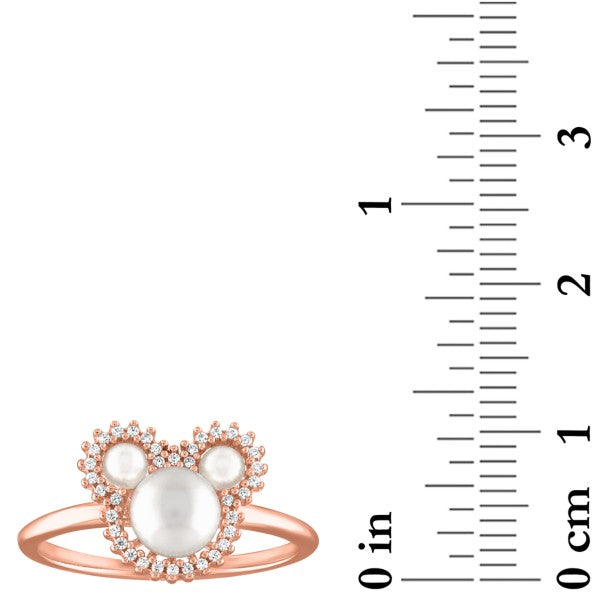 Anillo con perla de Mickey Mouse, tono oro rosa